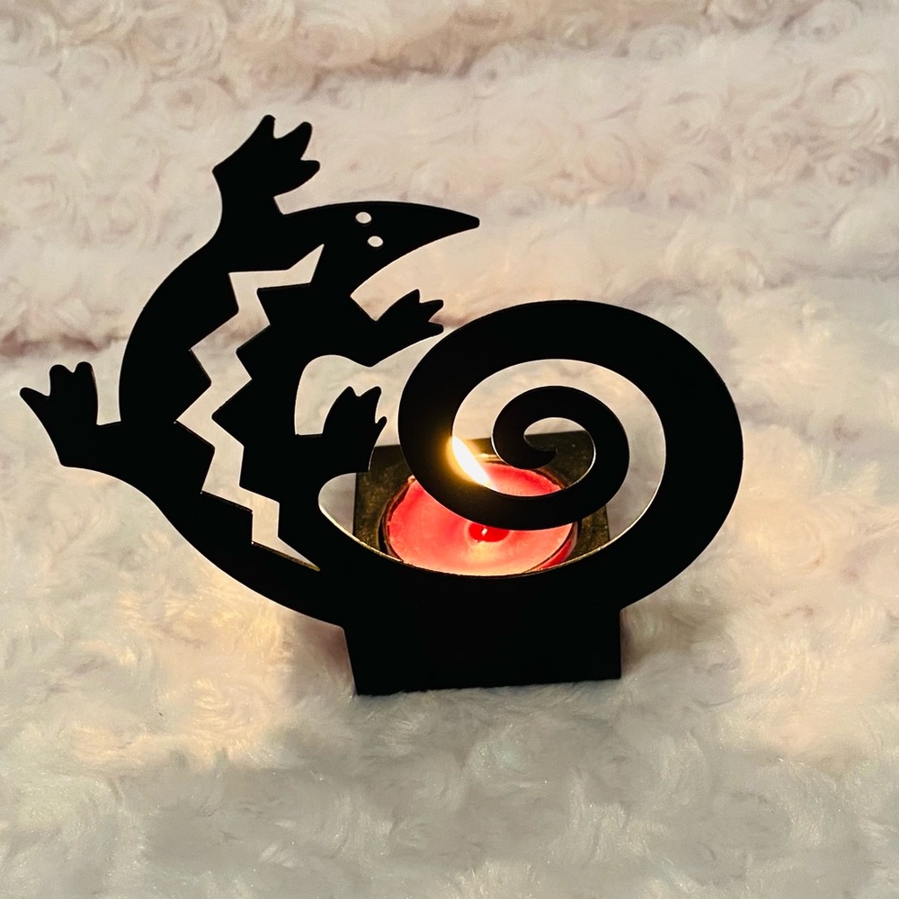 PartyLite Black Metal Gecko Tea Light Holder